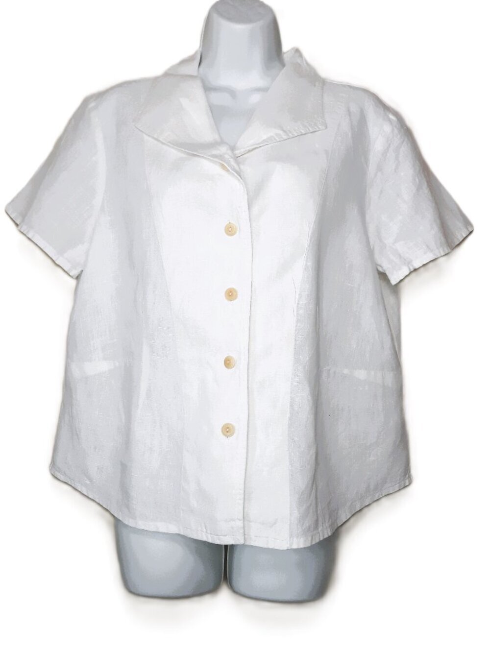 Flax 100% Linen Camp Top Button-Up Lagenlook Scandi Minimalist